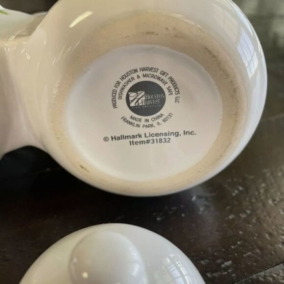 Houston Harvest ~ Hallmark Dual Condiment Jam/Jelly Ceramic Pots No Spoons - Picture 2 of 10